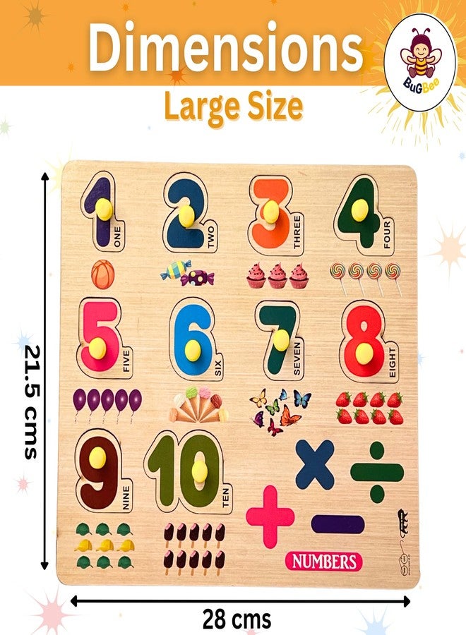 BuGBee Wooden Numbers 1-10 Peg Puzzle Board for Kids | Counting Objects Learning Toy | Educational Wooden Number Puzzle for Toddlers 2 3 4 5+ Years - Image 3